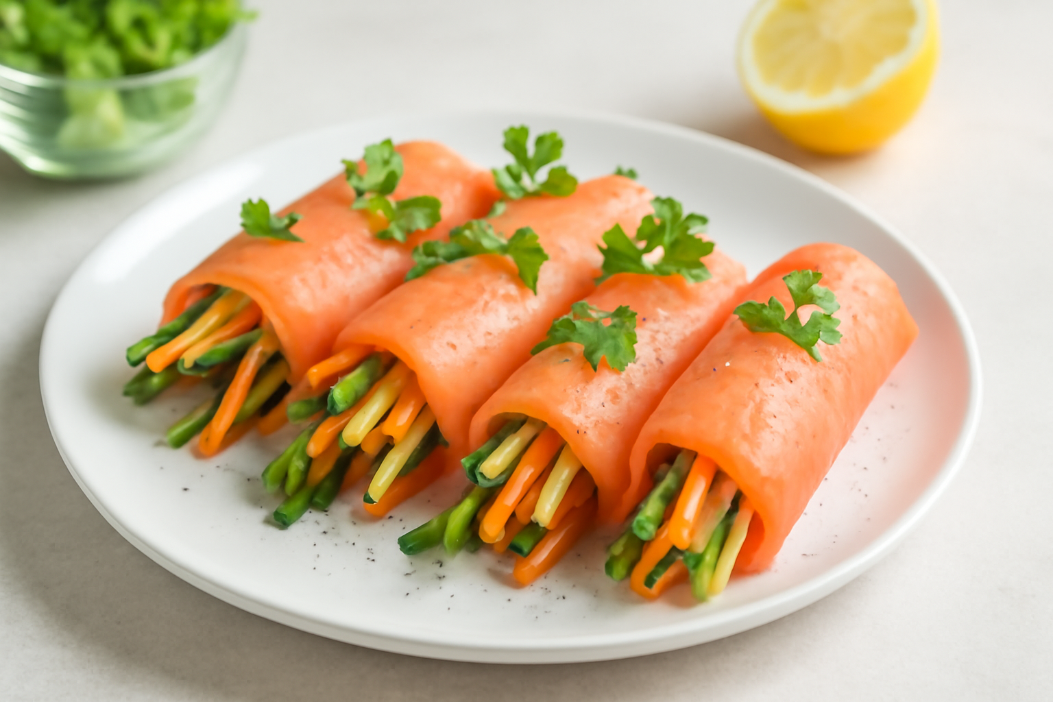 Rouleaux de Saumon Minceur aux Légumes