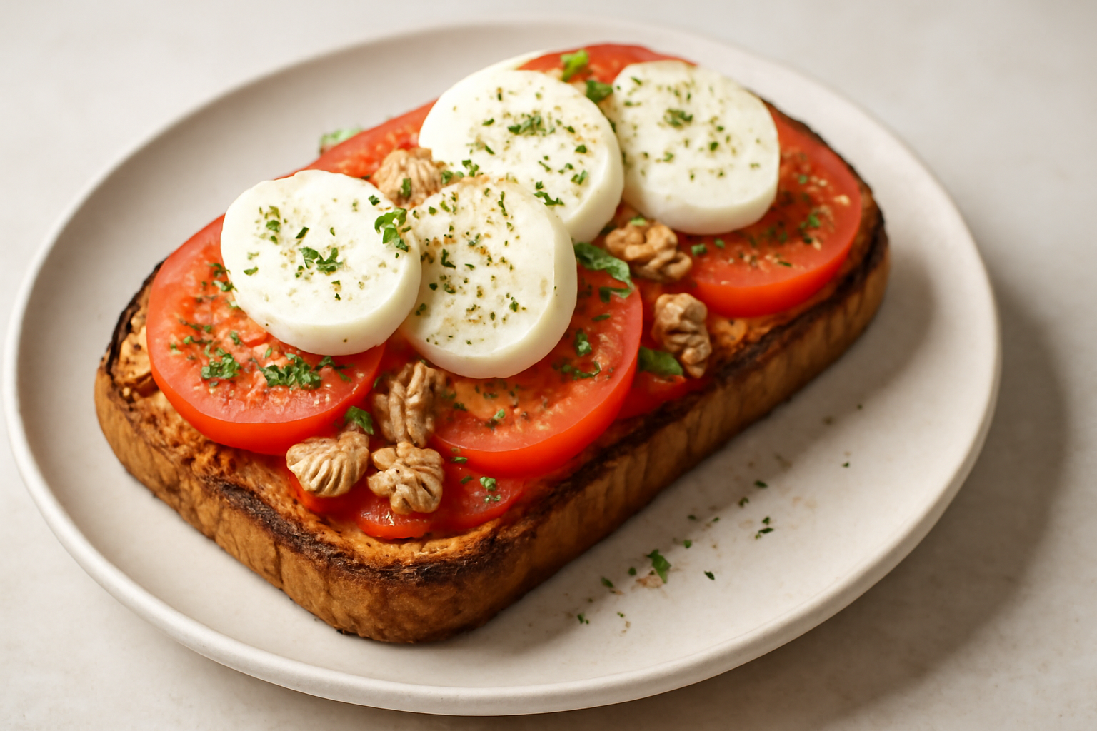 Tartine chaude à la tomate, thon et mozzarella light