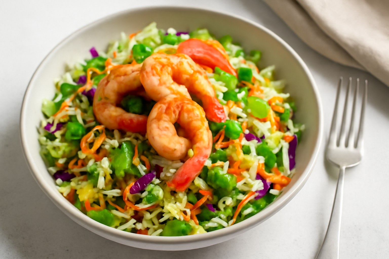 Salade Asiatique de Chou aux Crevettes