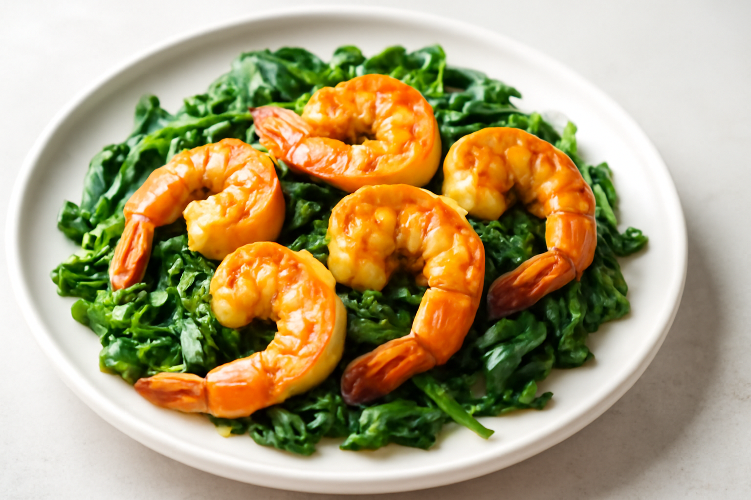 Gambas Sautées aux Épinards